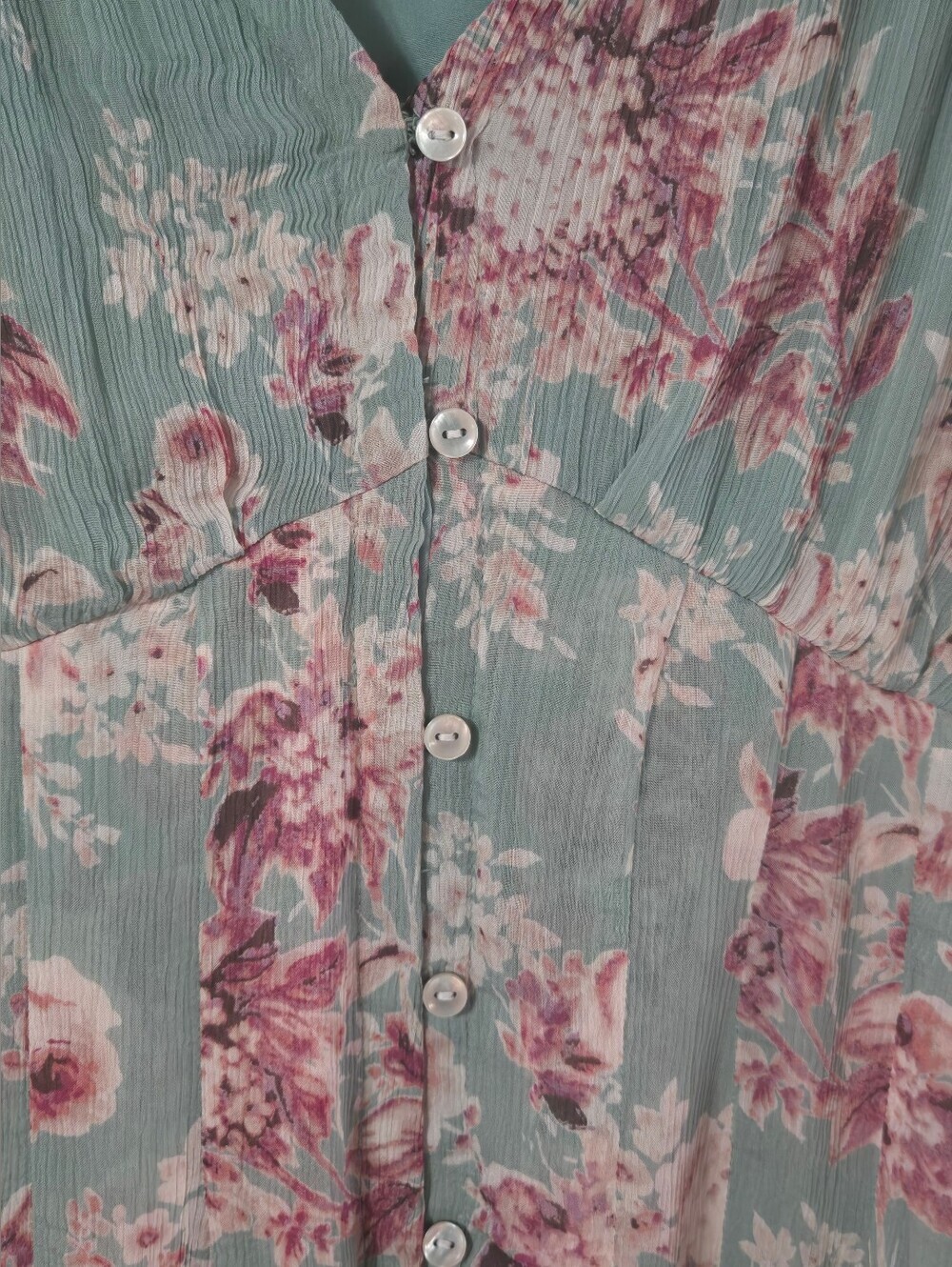 Lucky Brand Sage Green Floral V-Neck Maxi Dress - Picture 7 of 13